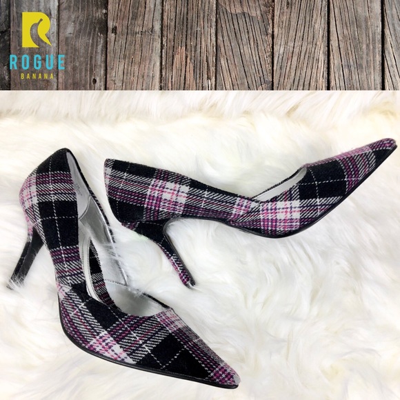HP!💕NWOT Rampage Black, Pink, Grey Plaid Heels💕 - Picture 4 of 8
